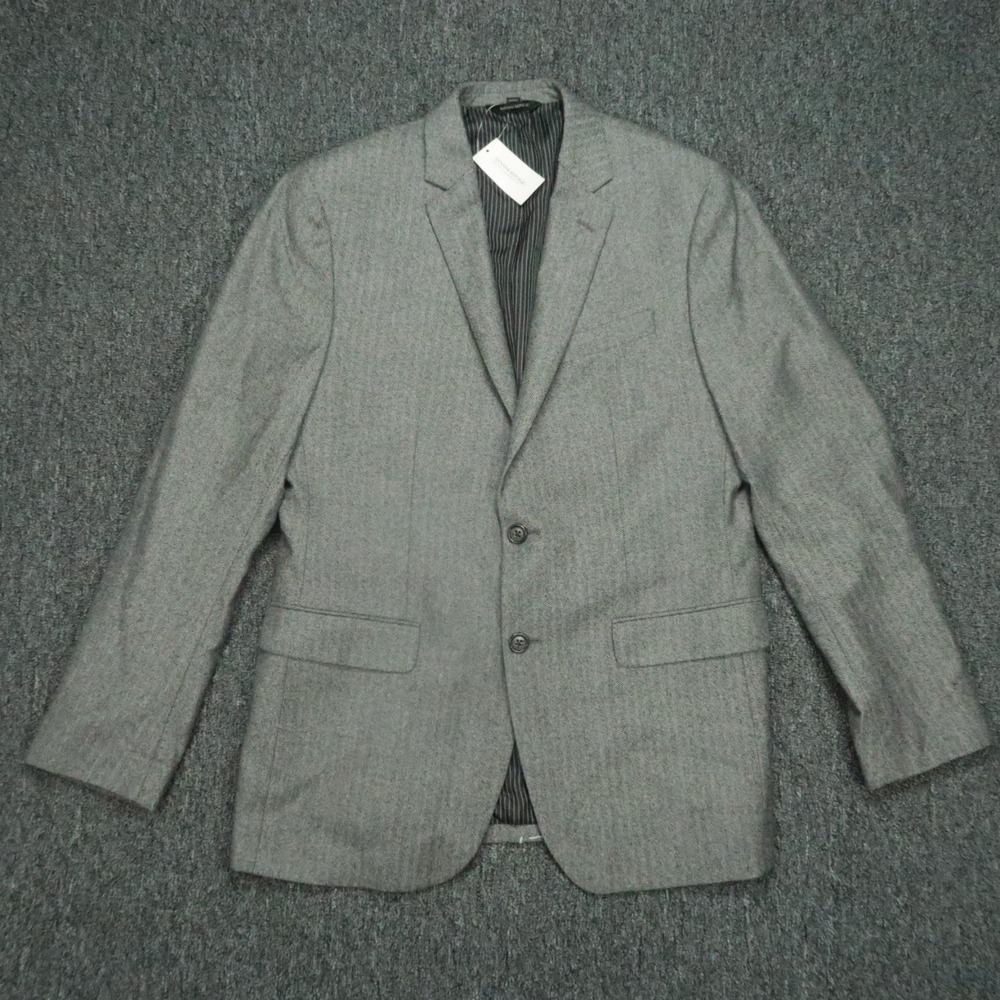 Banana Republic Blazer Men 40R Gray Herringbone Marzotto Wool Slim Super 110s